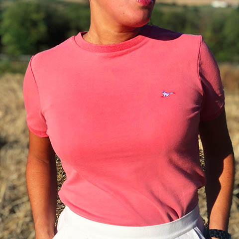 T-shirt femme rose sobo, écoresponsable et made in France. En piqué de coton bio